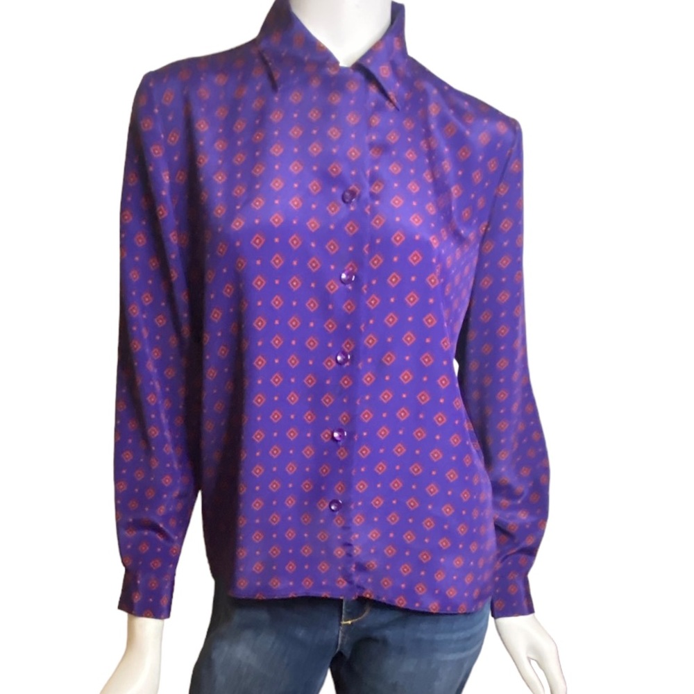 Vintage 80s Leslie Fay 6P Blouse Purple